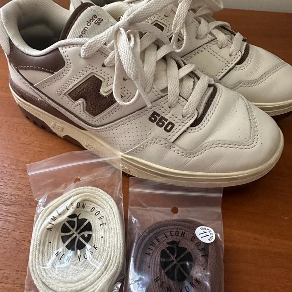 Aime Leon Dore New Balance P 550 White and Brown Sneakers - Picture 6 of 6
